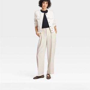 A New Day Beige Faux Leather Pleated Barrel Leg Panta